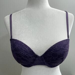 Victoria's Secret Multi Way Push Up Bra Size 34 C Purple Floral Lace
